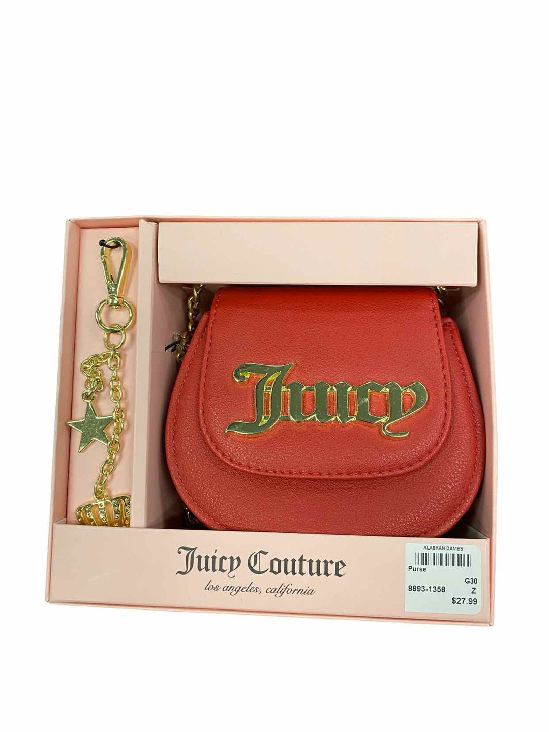 Juicy Couture Red Mini Cross Body & Key Ring Gift Set Purse