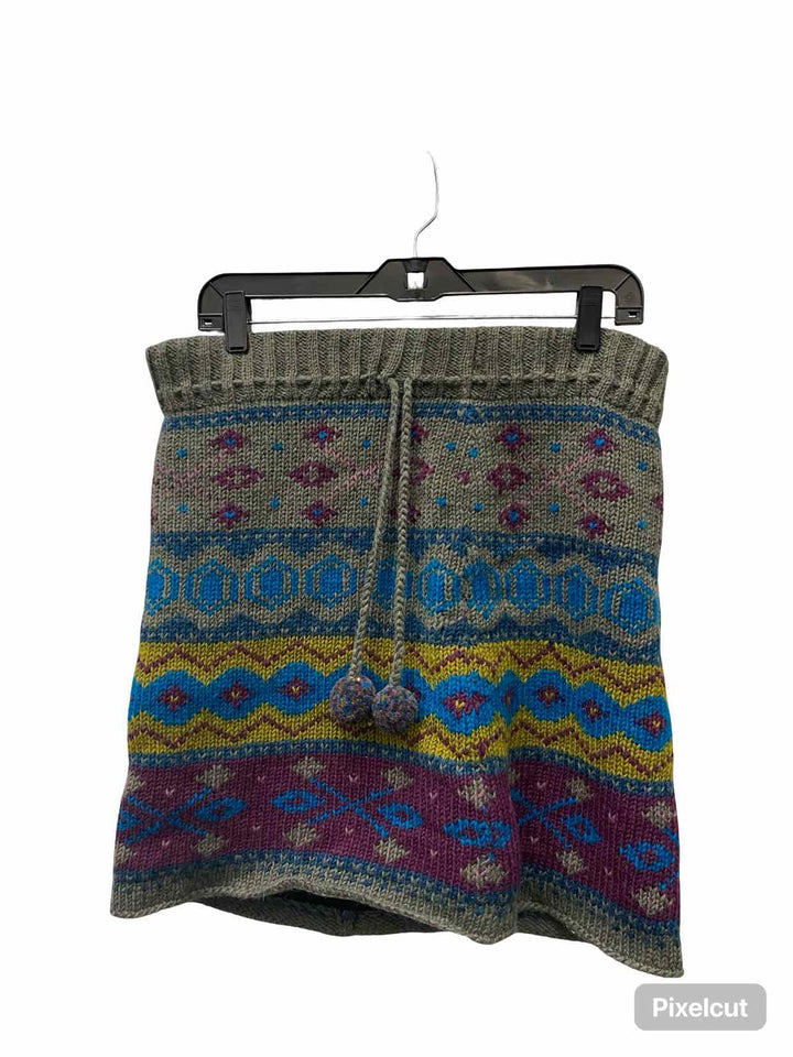 Everest Size L Gray Print Knit Skirt
