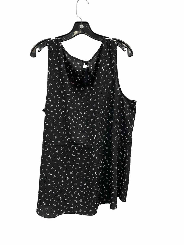 14th & Union Size 1X Black Floral Tank Top