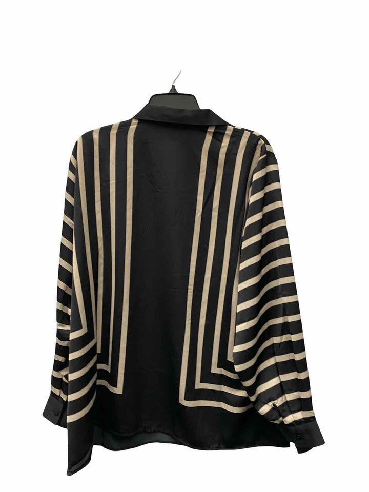 Modern Works Size 1X Black Beige Striped Long Sleeve Shirts