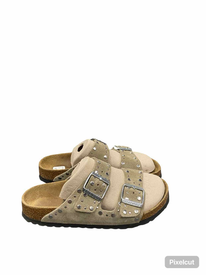 Birkenstock Shoe Size 37 Taupe Suede Aizona Rivet Sandals
