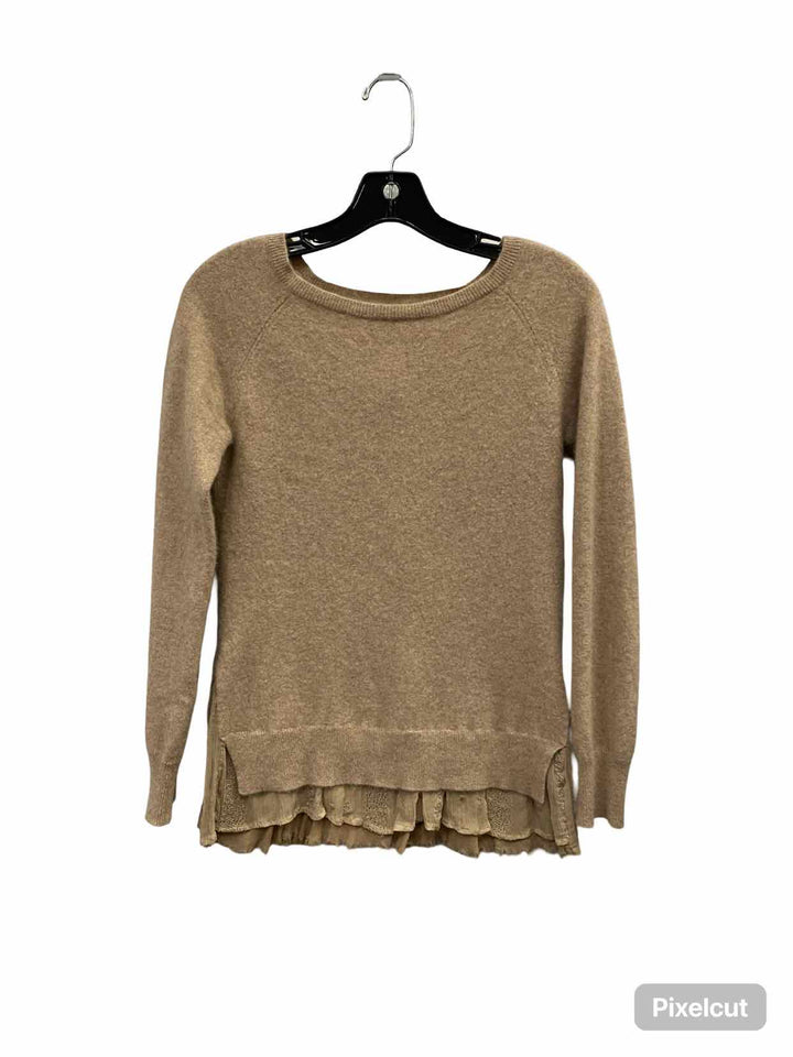 Garnet Hill Size S Tan 100% cashmere Sweater