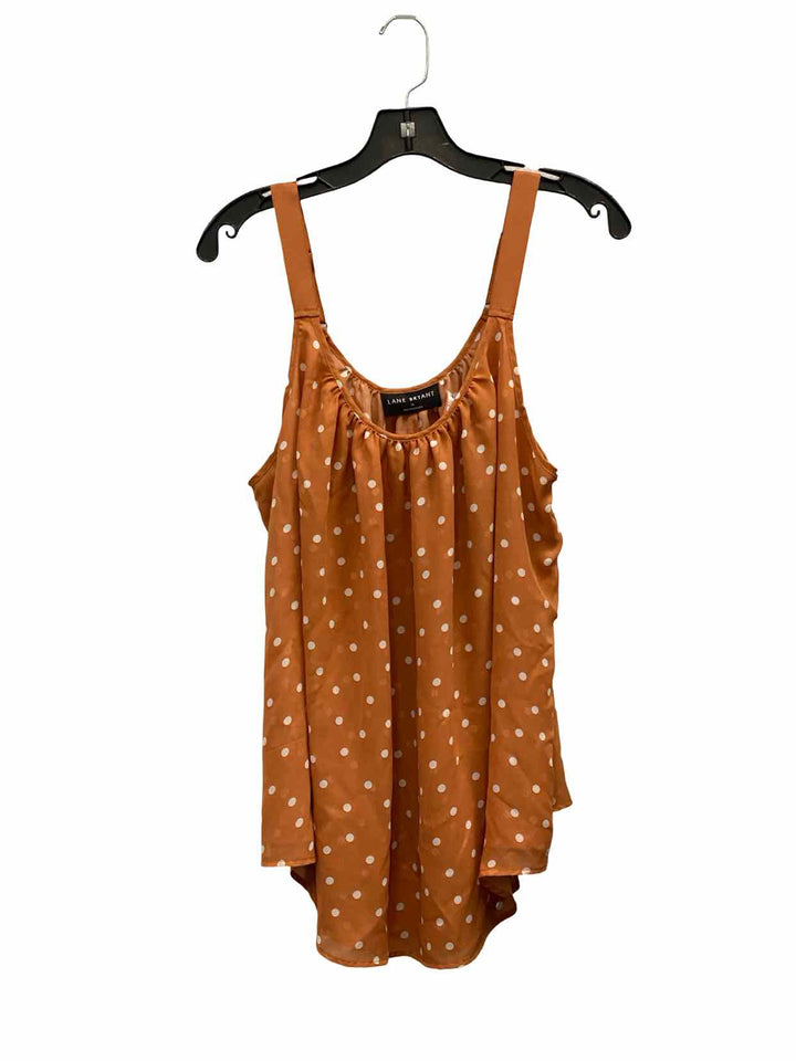 Lane Bryant Size 16 Orange White Polka Dot Tank Top