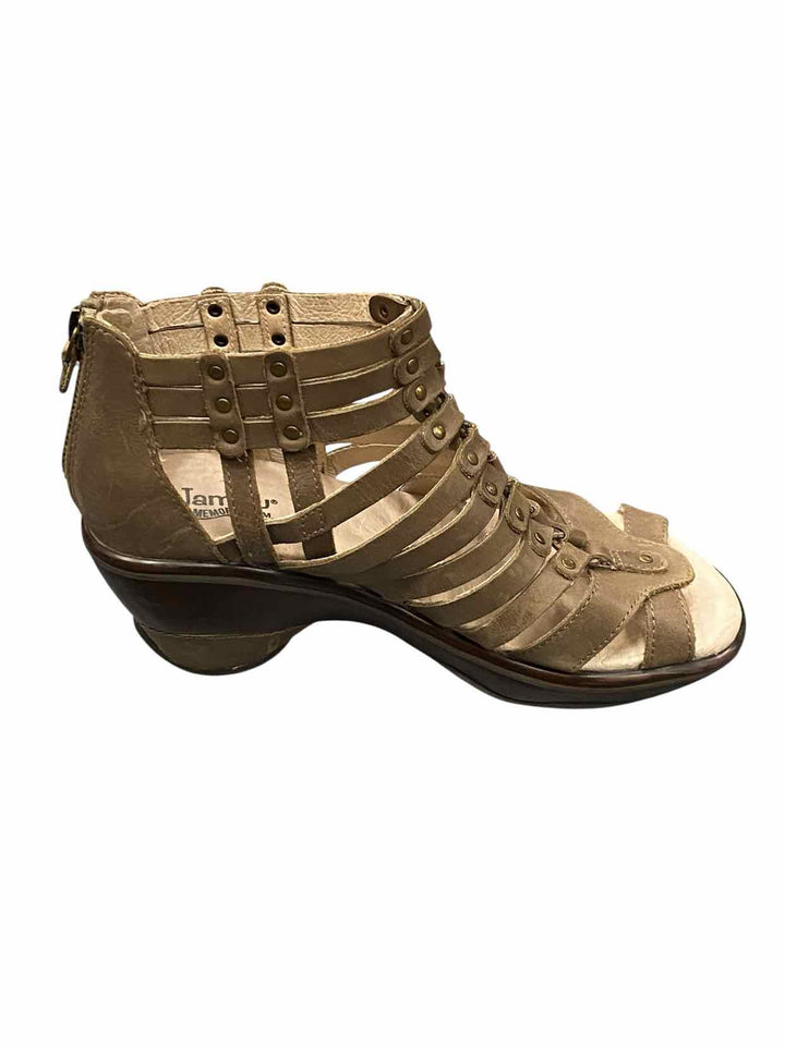 Jambu Shoe Size 6.5 Brown Leather Sugar Wedge Sandals