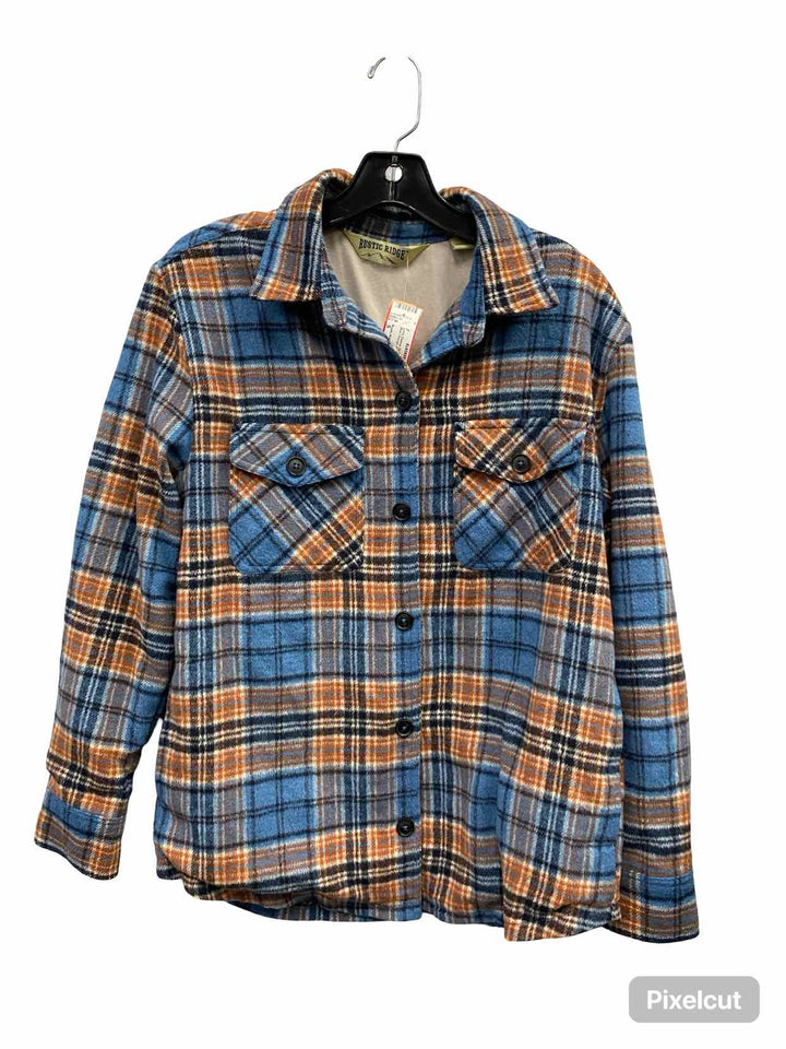 Rustic Ridge Size S Blue Orange Plaid Long Sleeve Shirts