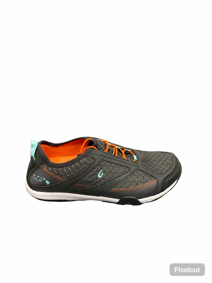 OluKai Shoe Size 8.5 Grey Orange Water Shoes 'Eleu Trainer Sneakers