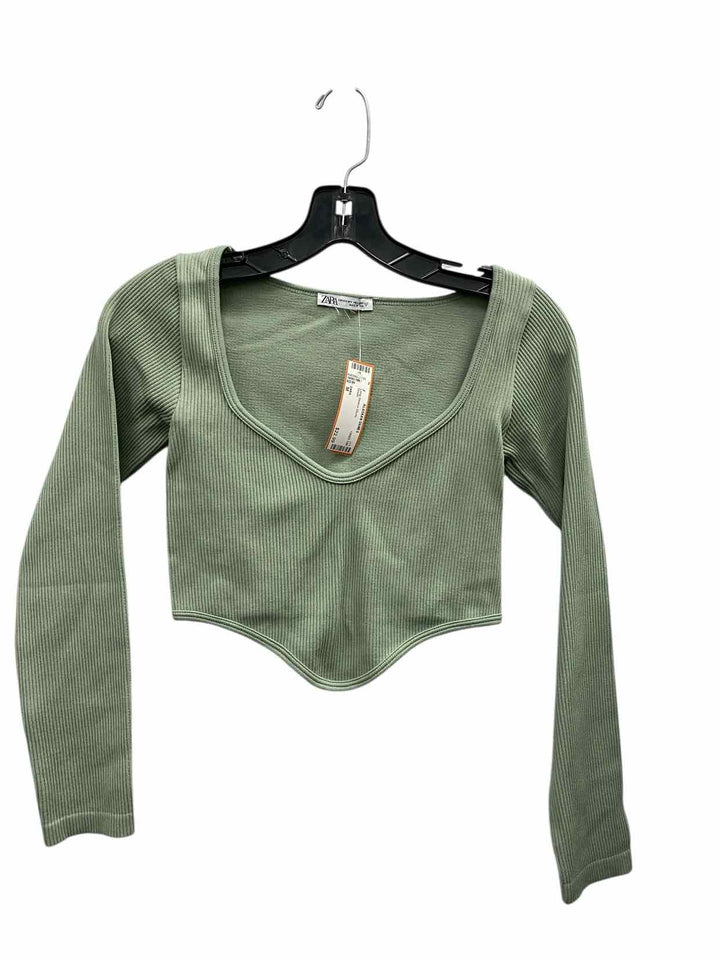 ZARA Size M Green Long Sleeve Shirts
