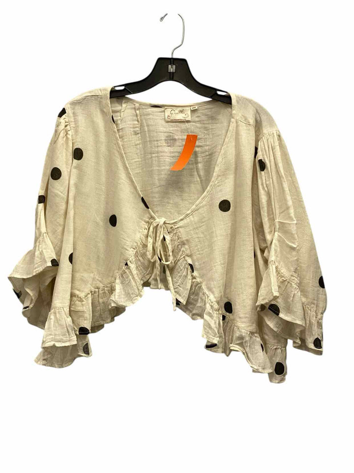 Paper Lace Size S White Black Polka Dot Long Sleeve Shirts