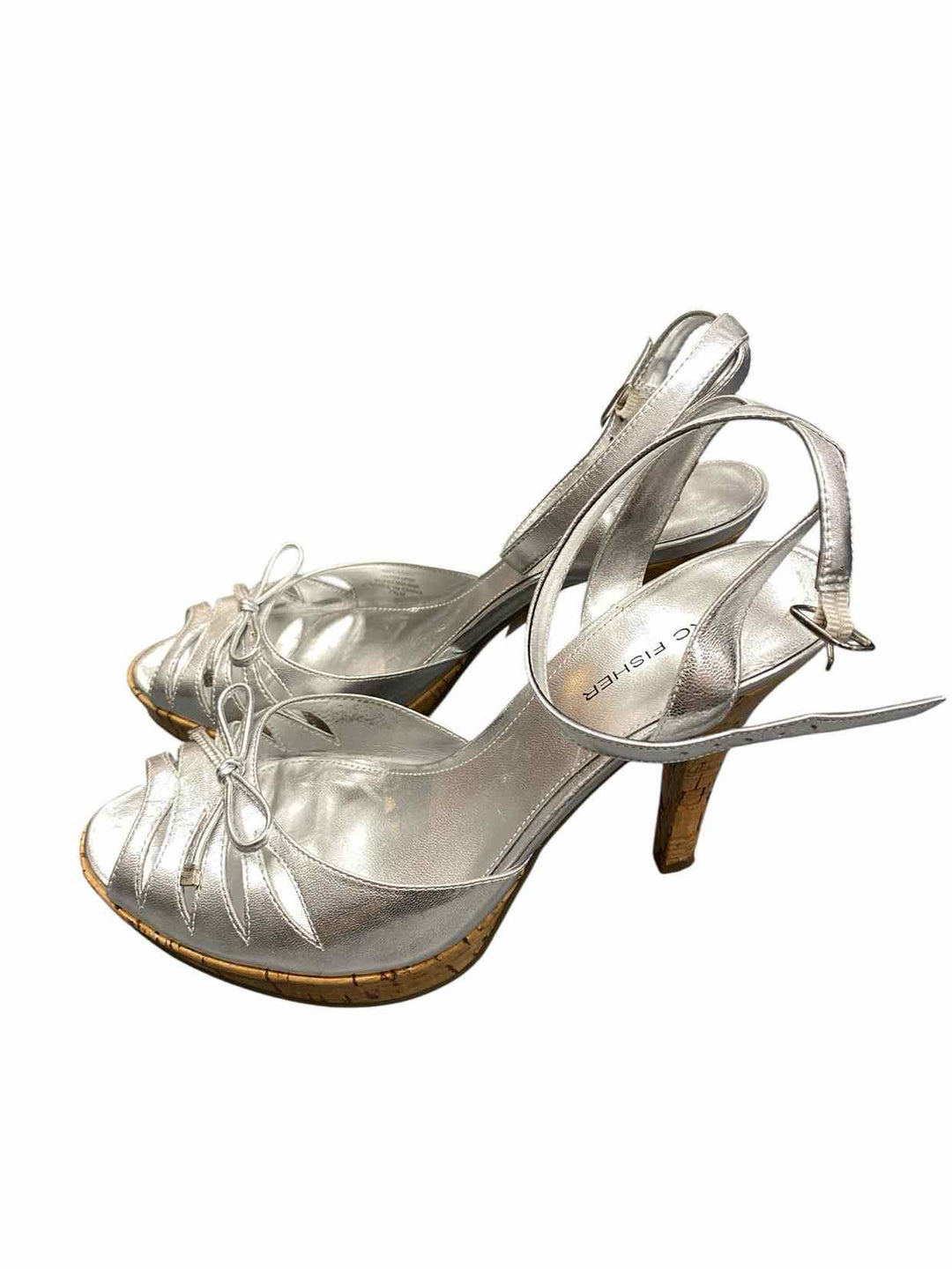 Marc Fisher Shoe Size 7.5 Silver Open Toe Heels