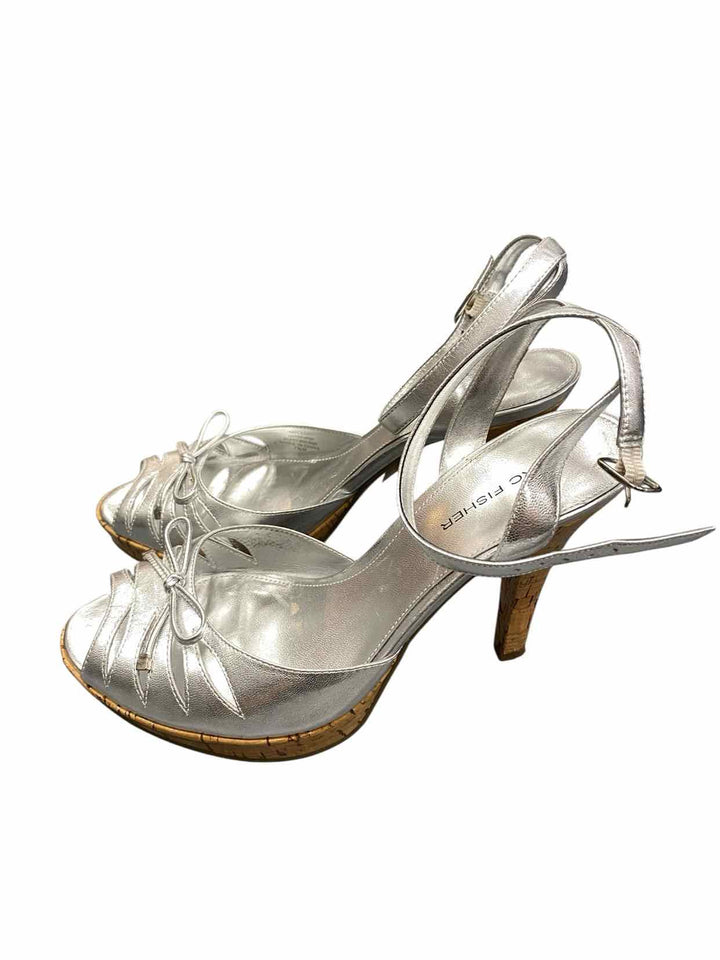 Marc Fisher Shoe Size 7.5 Silver Open Toe Heels