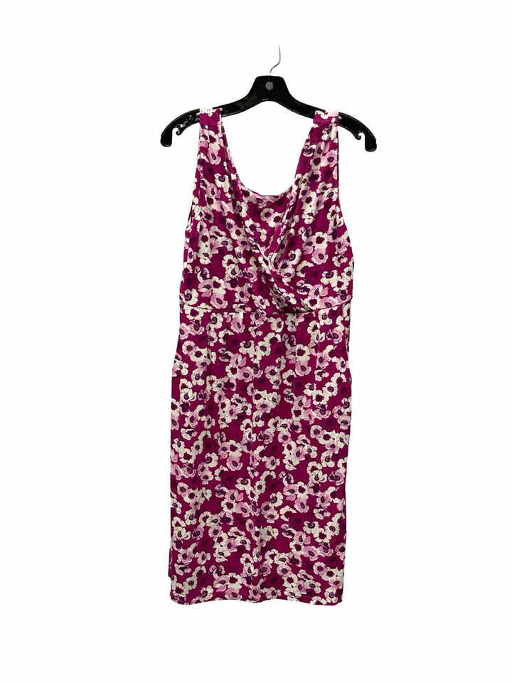 Garnet Hill Size L Pink Floral Dress