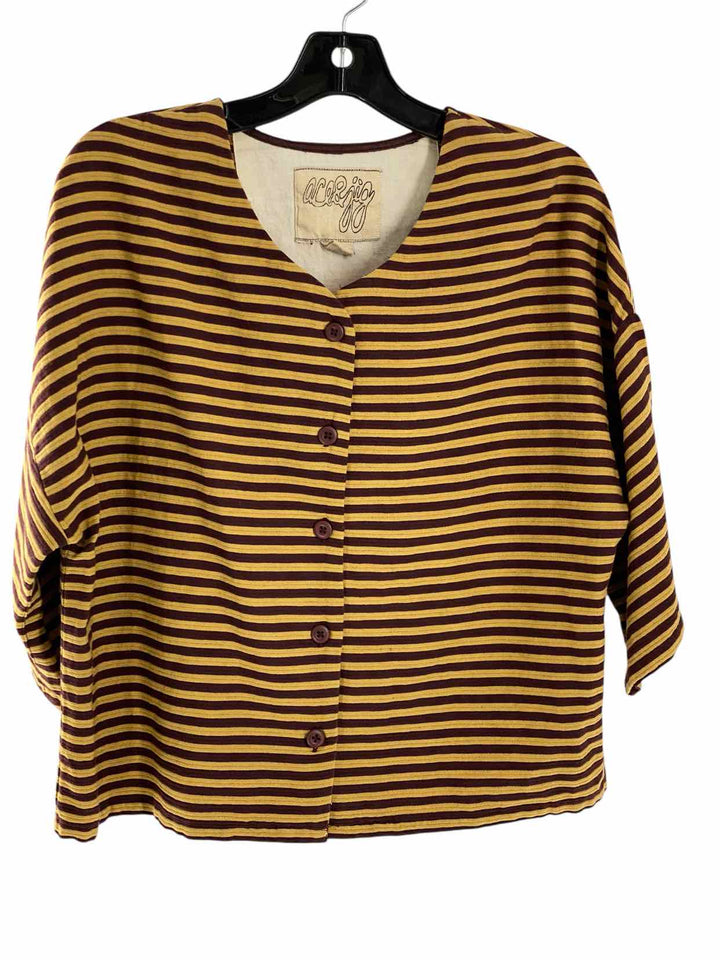 Ace & Jig Size SP Brown Yellow Striped 100% cotton Short Sleeve Shirts