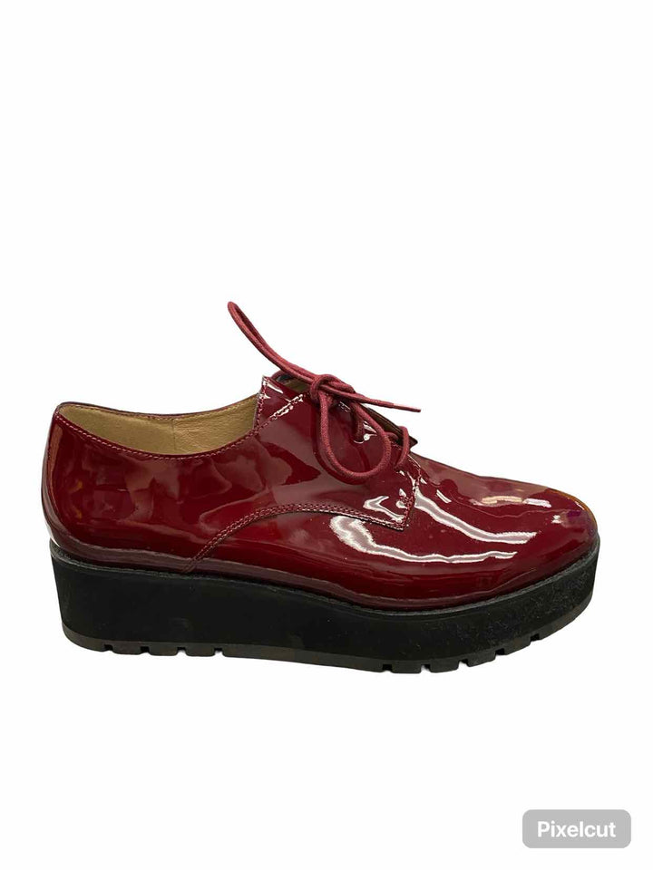 Eileen Fisher Shoe Size 11 Burgundy Patent Leather Platform Oxford Sneakers