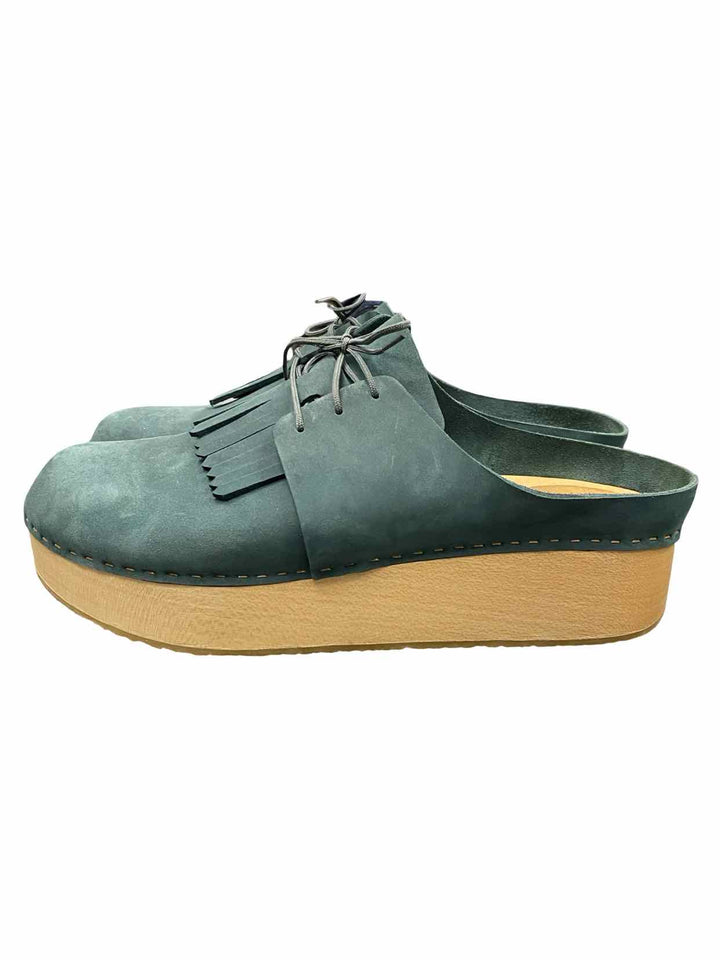BRYR Shoe Size 43 Teal Leather Platform Zoe Clogs