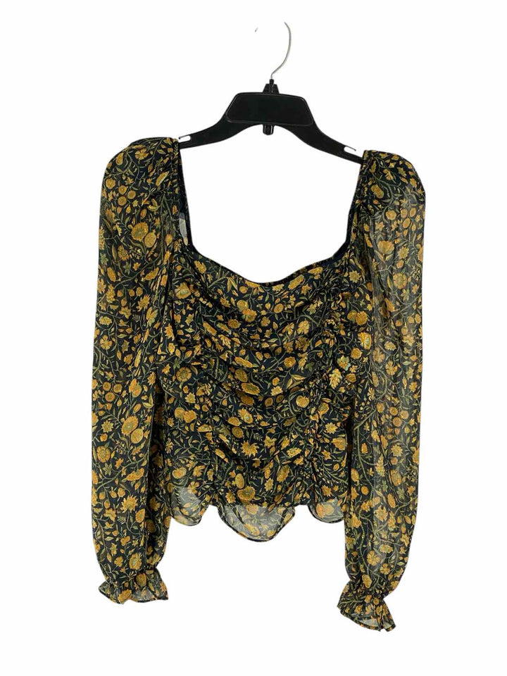 Olivaceous Size M Black Orange Floral Long Sleeve Shirts