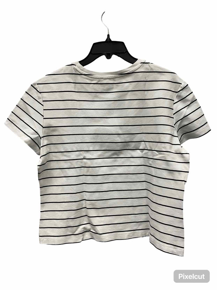 Adrienne Vittadini Size XL White Black Striped T-shirt