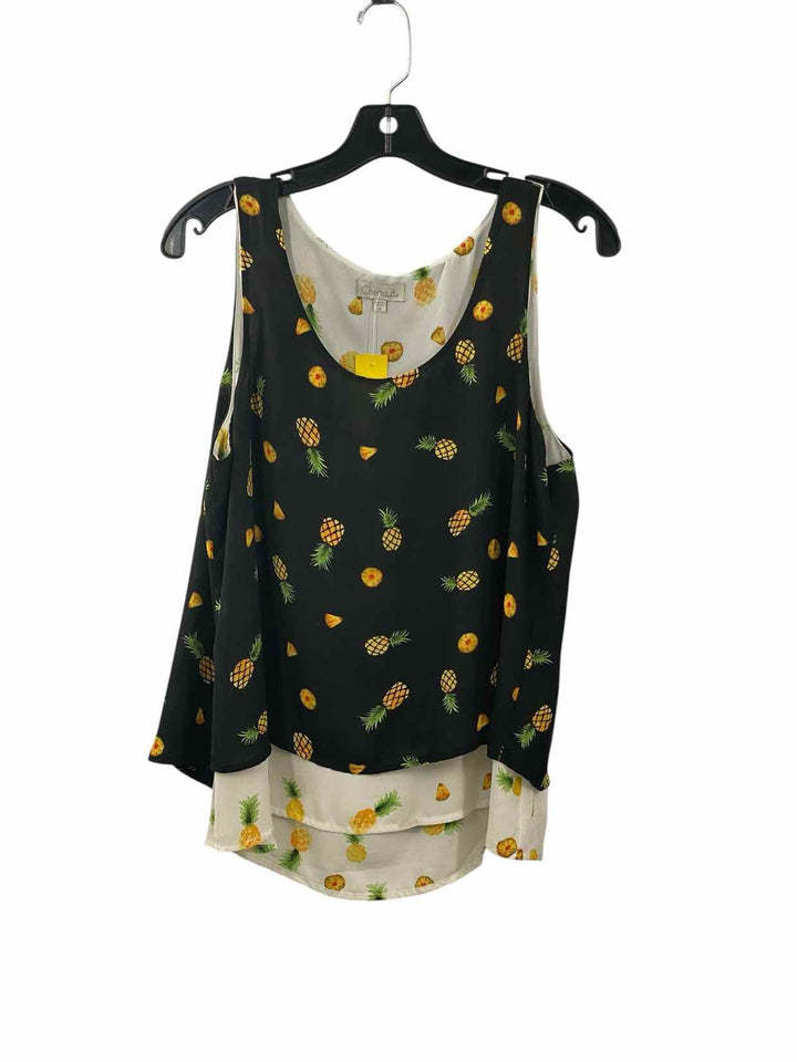 Chenault Size M Black Pineapple Tank Top