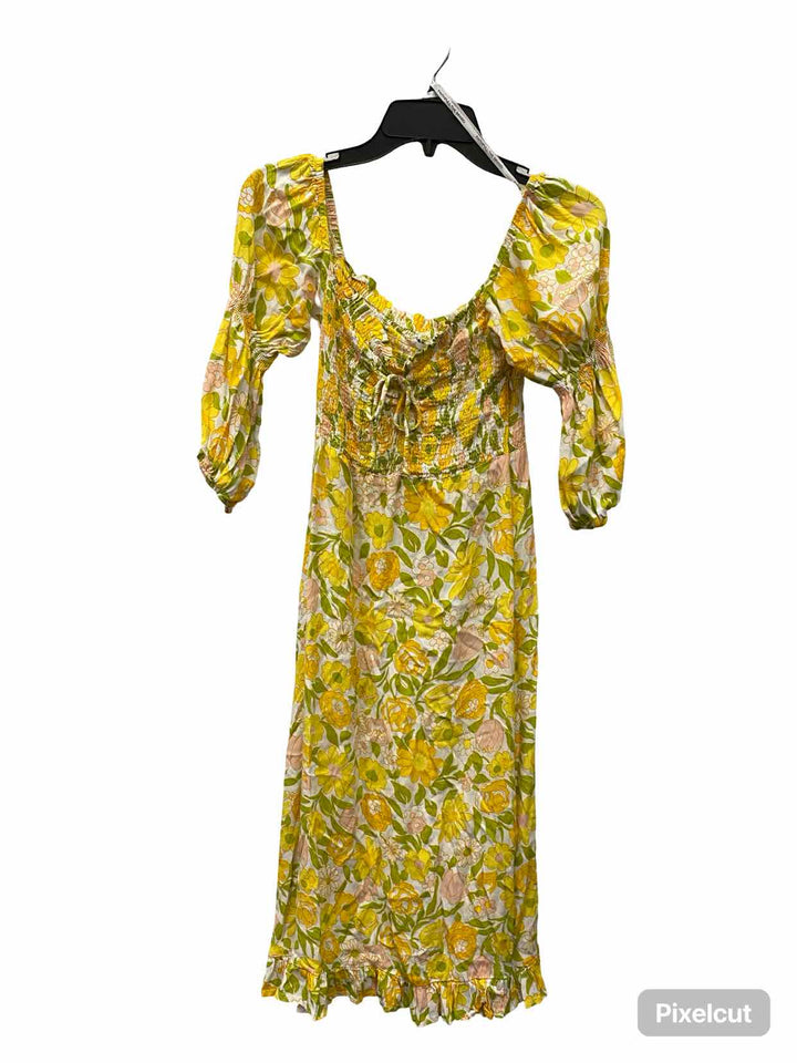 Faithful The Brand Size 4 Yellow Cream Floral Dress