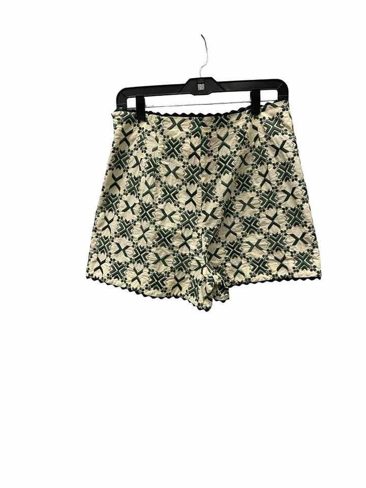 ZARA Size L Green Cream Shorts