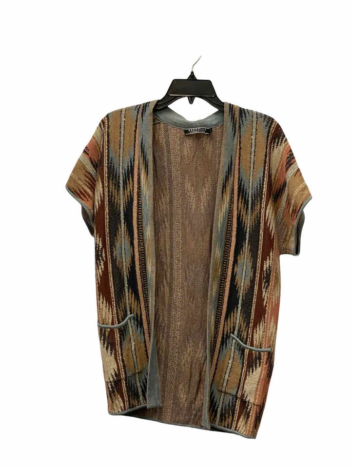 Peruvian Connection Size XS Brown Green Print Cotton Sweater