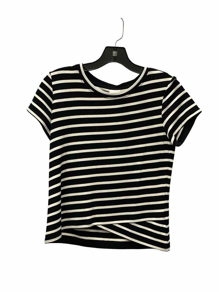 Cabi Size S Black White Striped Short Sleeve Shirts