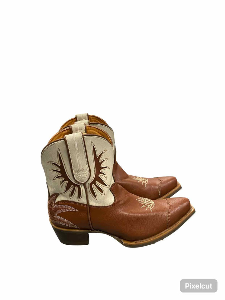 Desert Bloom Shoe Size 7.5 Brown Leather Prickly Pear Saddle Lace Boots(Ankle)