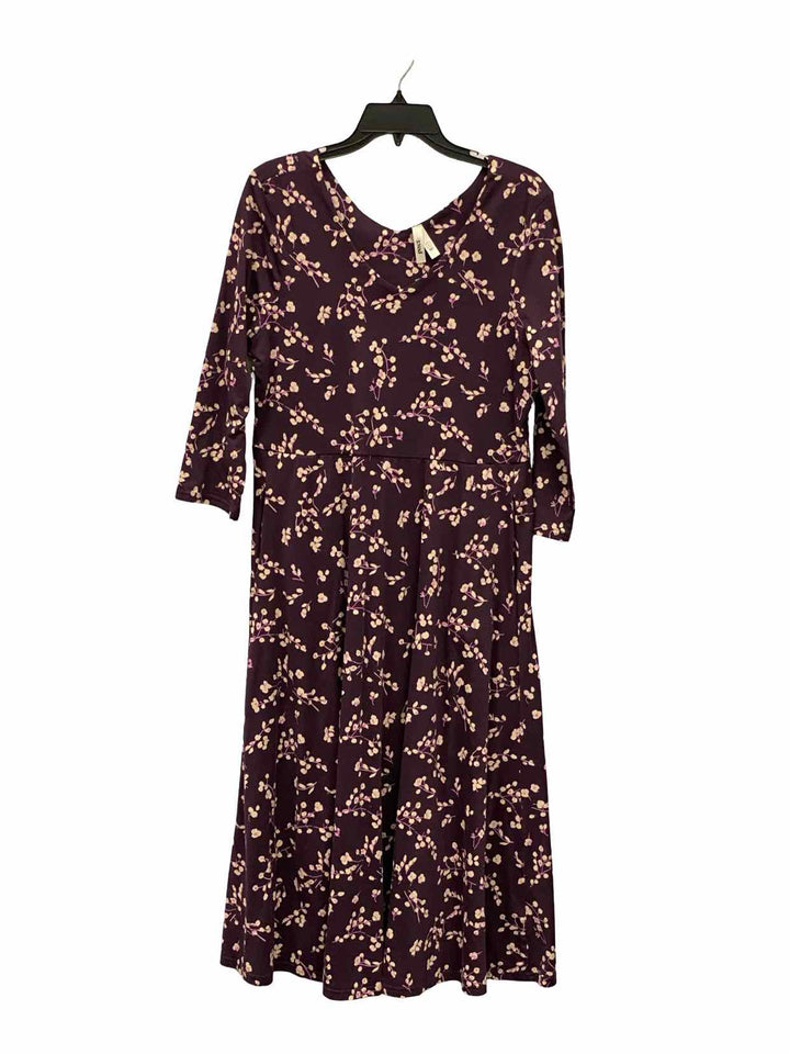 Pact Size L Purple Floral Dress