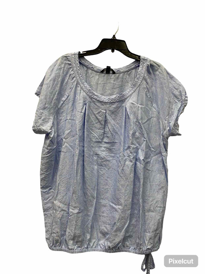 Lands End Size 16/18 Blue 100% Linen Short Sleeve Shirts