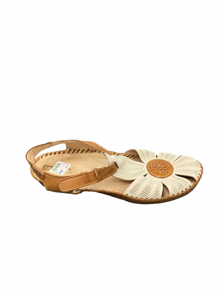 Pikolinos Shoe Size 41 Brown Cream Leather P. Vallarta Sandals