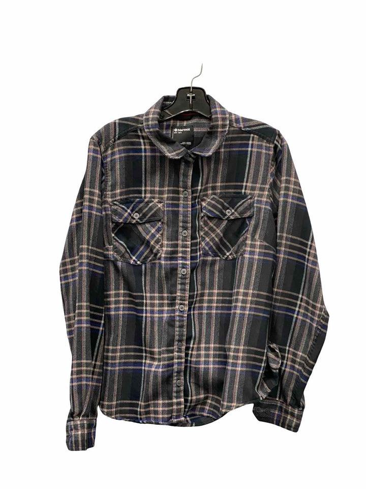 Marmot Size L Black Pink Plaid Long Sleeve Shirts