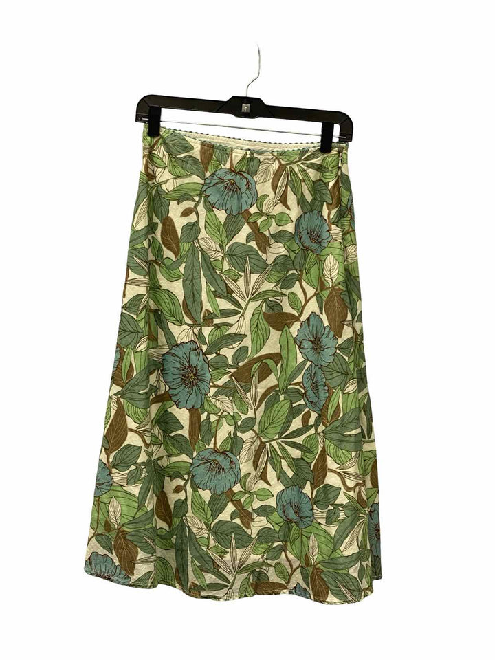 Eddie Bauer Size XS Green Print 100% cotton Skirt