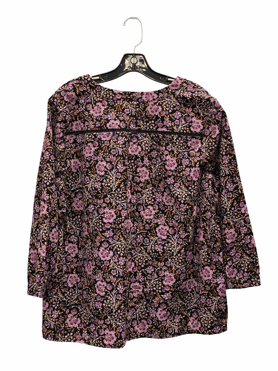 J Jill Size L Purple Black Corduroy Long Sleeve Shirts