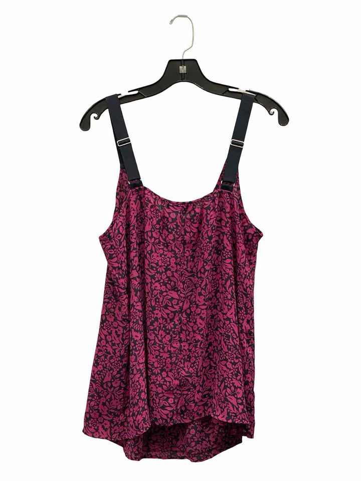 Lane Bryant Size 16 Pink Navy Blue Floral Tank Top
