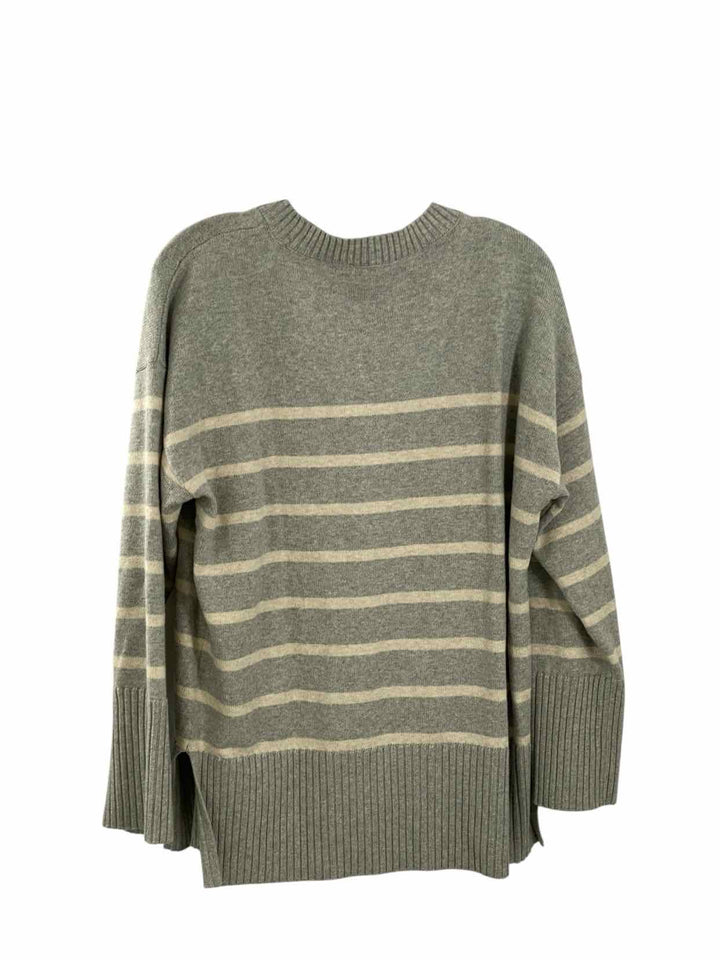 Loft Size M White Grey Striped Sweater