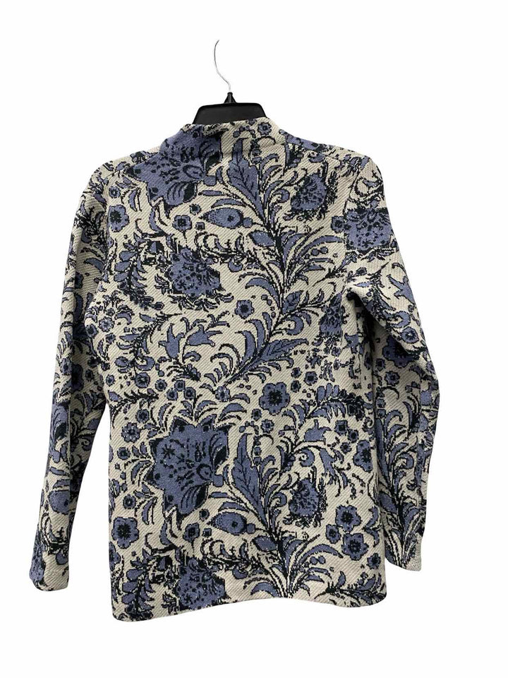 Invisible World Size S Gray Blue Floral Pima Cotton Jacket