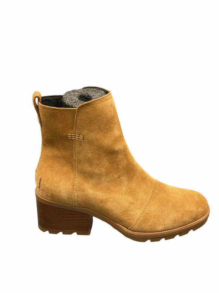 Sorel Shoe Size 7 Camel Brown Suede Cate Waterproof Block Heel Boots(Ankle)
