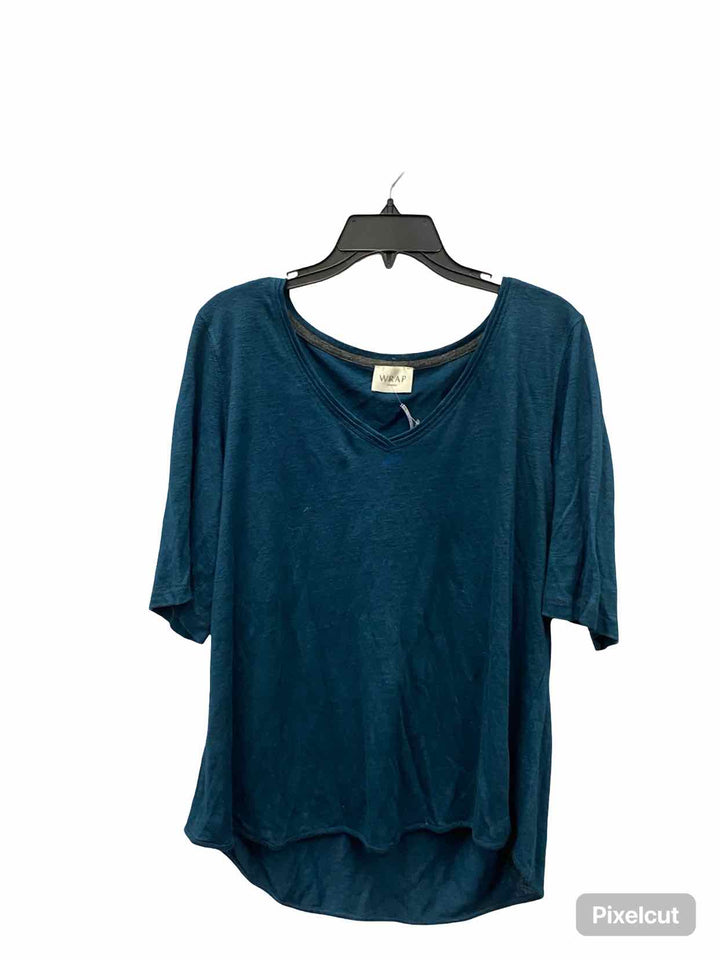 Wrap Size 14 Teal 100% Linen Short Sleeve Shirts