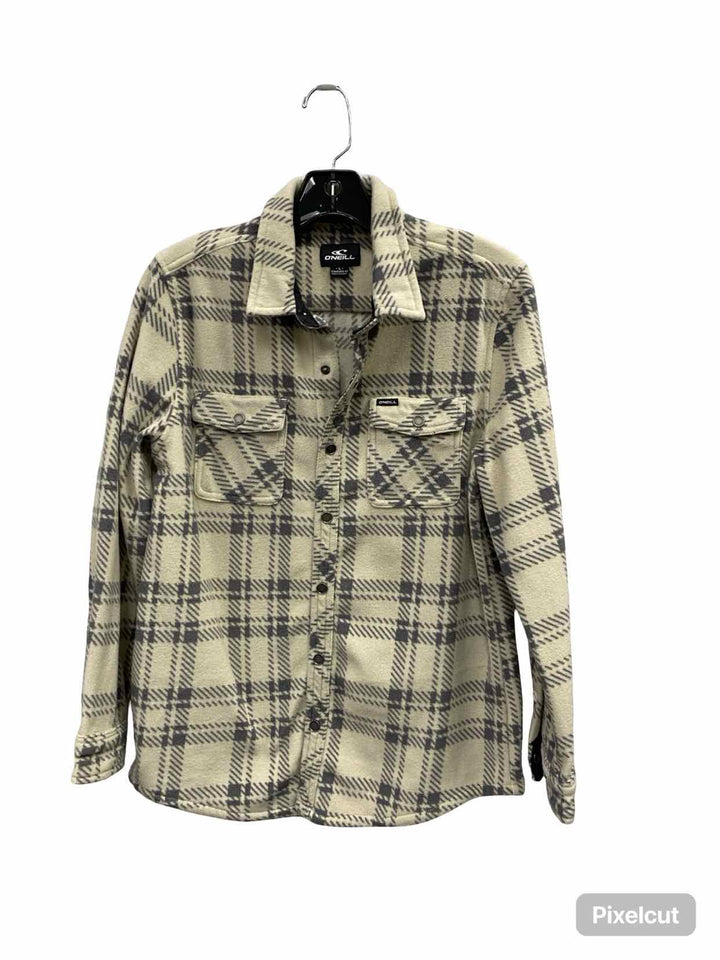 O'Neill Size L Grey Cream Long Sleeve Shirts