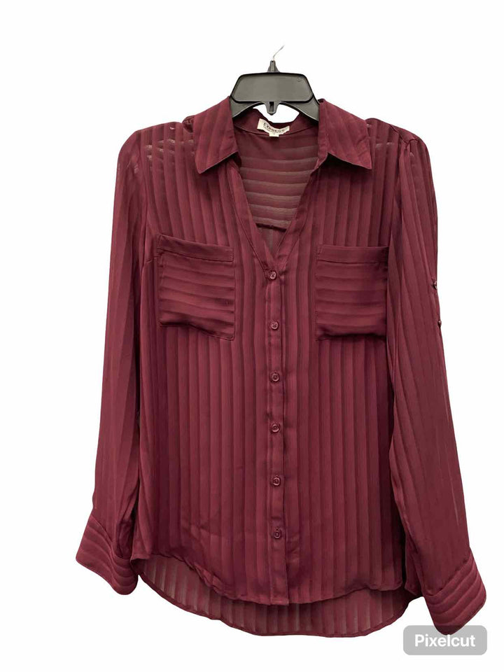 Express Size M Burgundy Long Sleeve Shirts