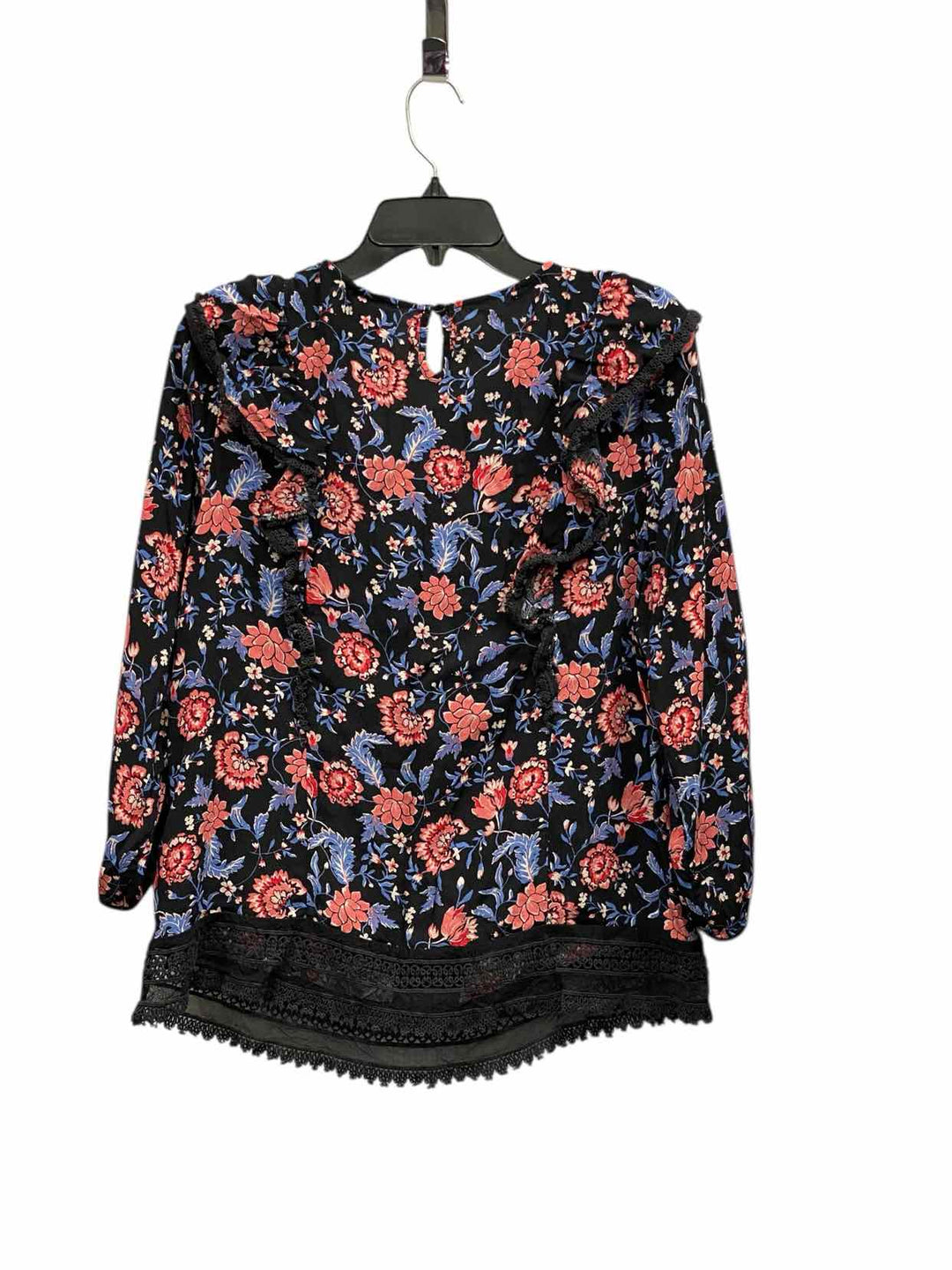 Sui By Anna Sui Size XL Black pink & blue Floral Long Sleeve Shirts