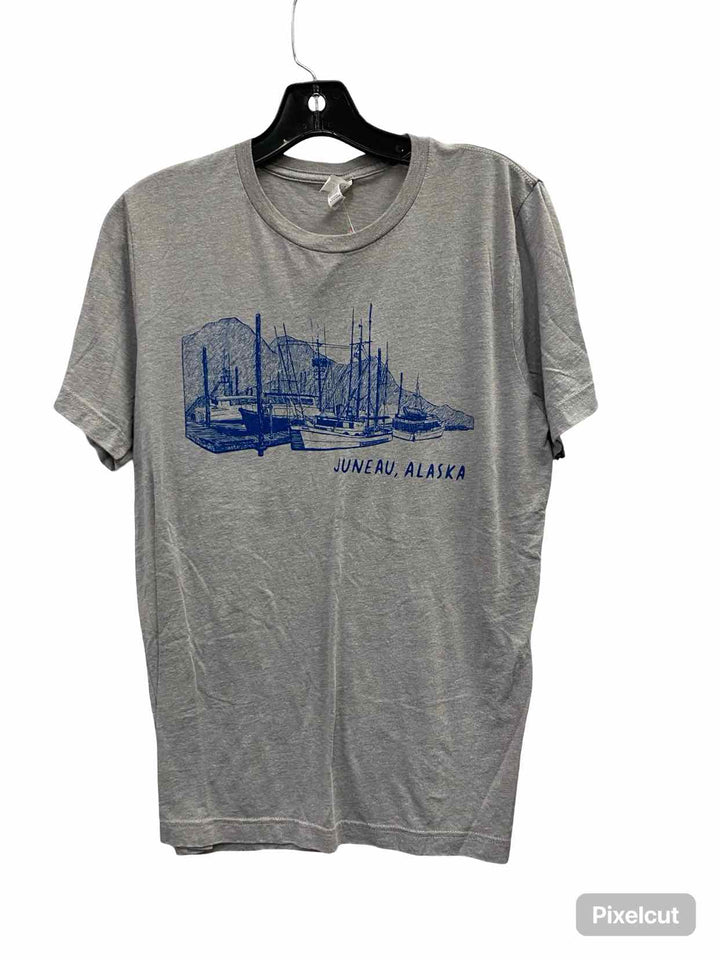 Canvas Size M Grey Blue Short Sleeve Shirts