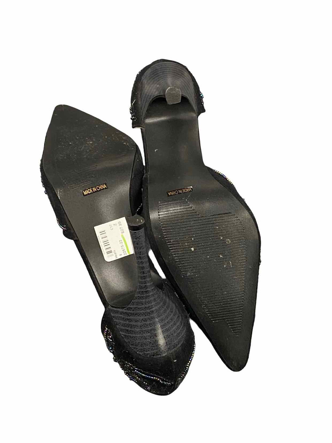 Anne Michelle Shoe Size 8 Black Sequined Heels