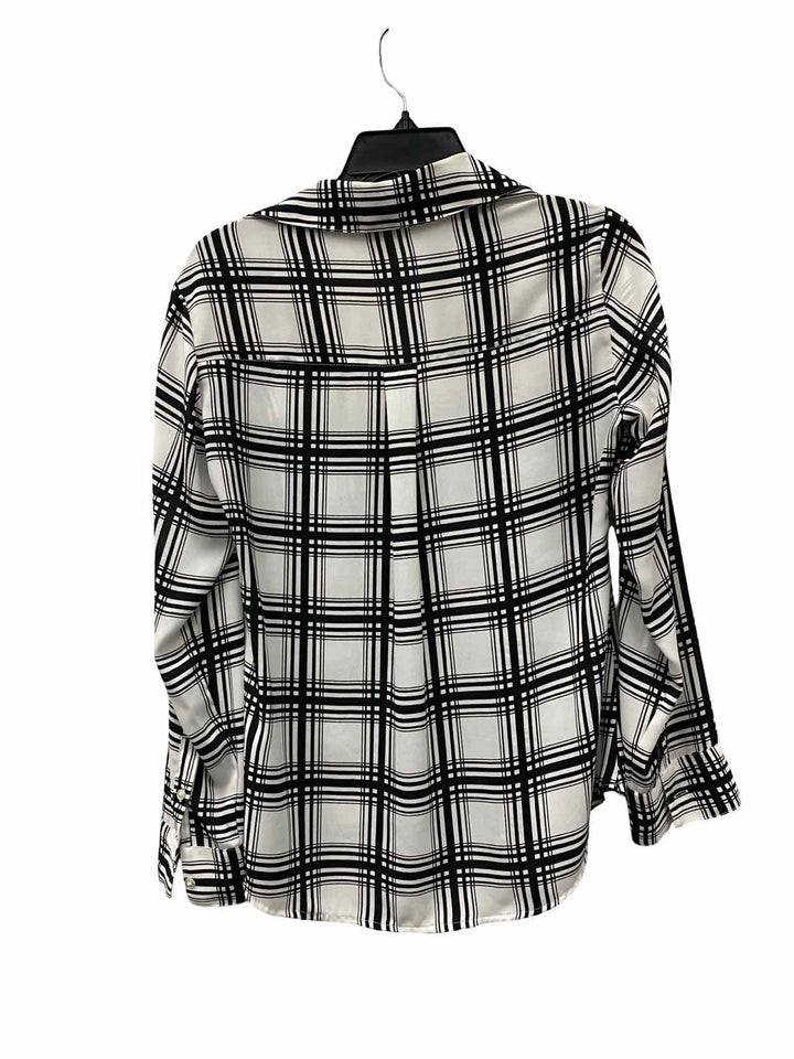 Express Size S White Black Plaid Long Sleeve Shirts