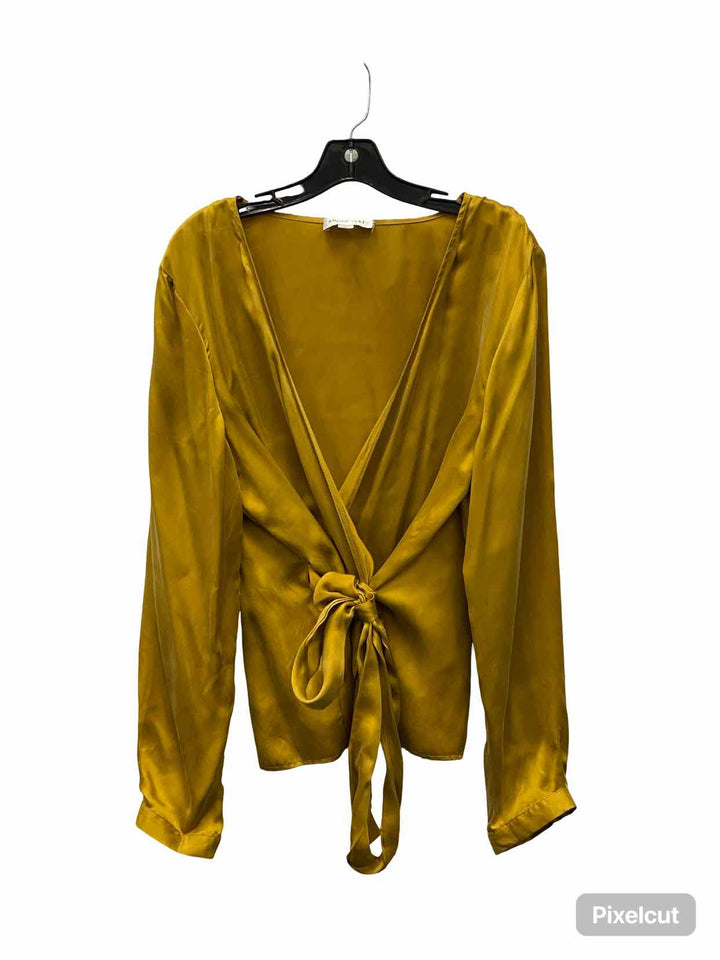 Amour Vert Size XL Gold 100% silk Long Sleeve Shirts