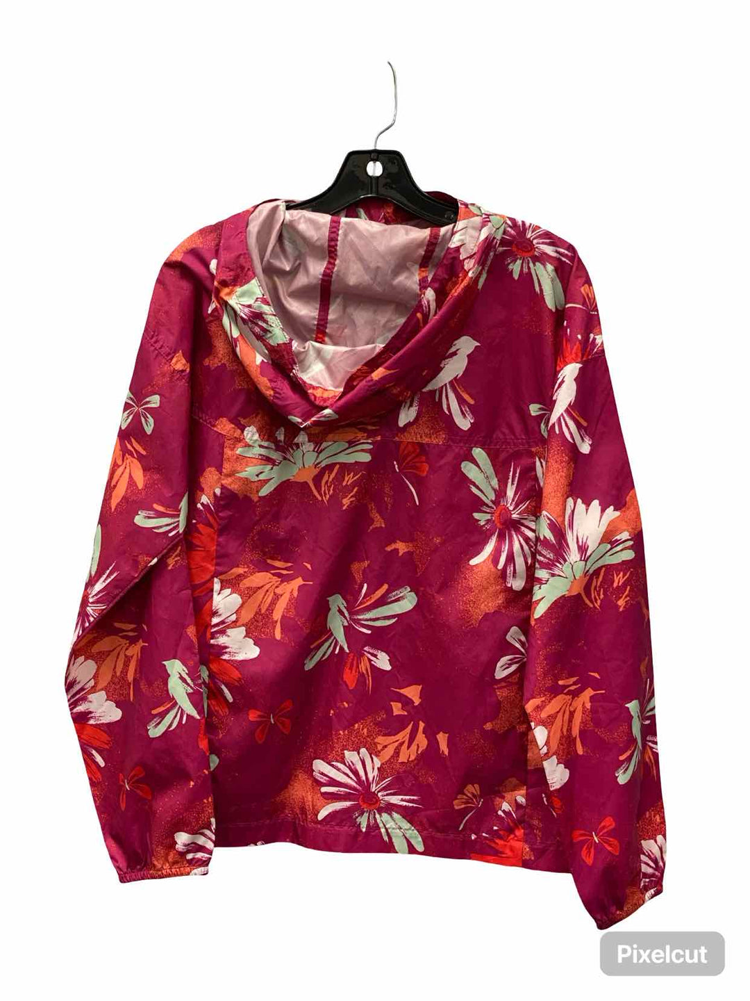 Columbia Size S Pink Orange Floral Rain Jacket Jacket (Outdoor)