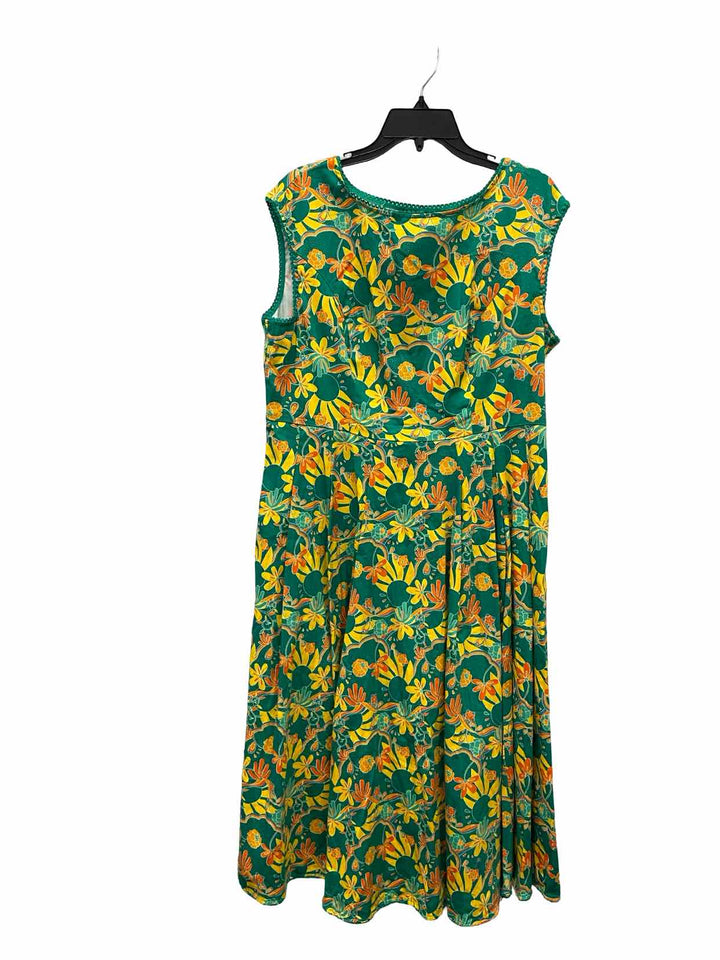 Bright & Beautiful Size 12 Green Yellow Floral Dress