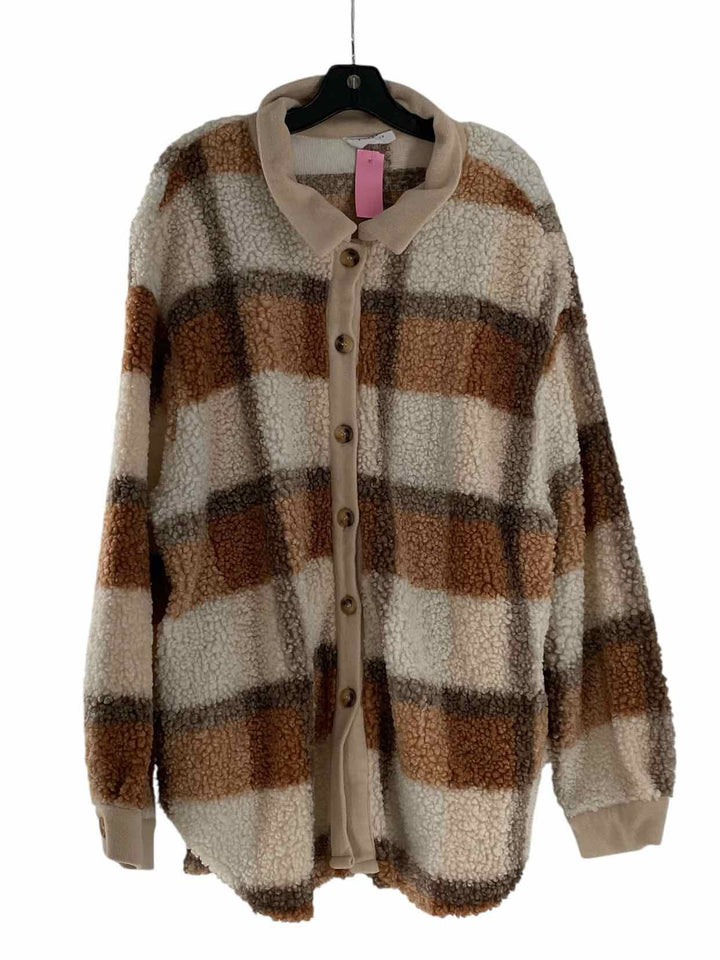 First Love Size 3X Brown/Orange White Fuzzy Jacket