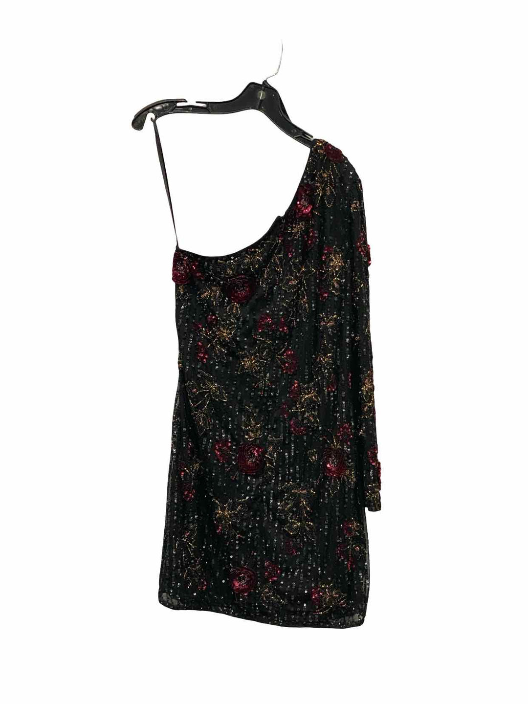 MAC DUGGAL Size 12 Black Multi Floral Embroidered Dress