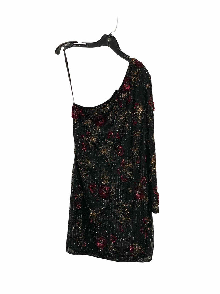 MAC DUGGAL Size 12 Black Multi Floral Embroidered Dress