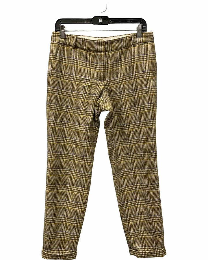 J Crew Size 4 Brown Checkered 100% Wool Pants